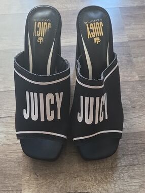 Juicy Couture Black Slide Mules with White Logo